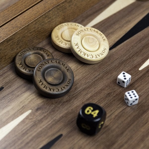 Ceviz Masif Ahşap Tavla Takımı - Büyük Boy Ekonomik Model