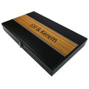 El Yapımı Pul Yuvalı Numaratörlü Lüks Ahşap Tavla Seti