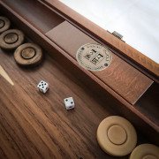 Kişiye Özel İsimli Satrançlı Ceviz Tavla Takımı