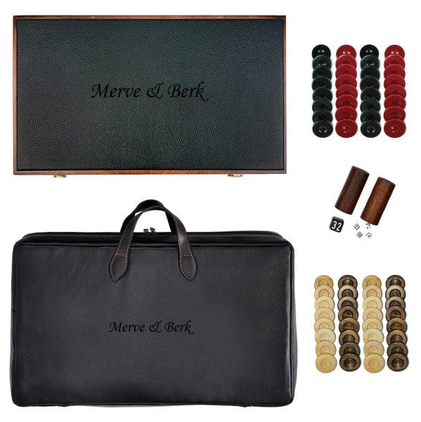 Premium Tavla Seti - Yeşil Kırmızı