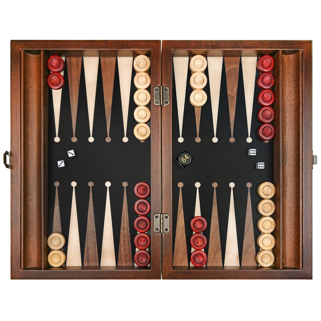 Modern Deri Tavla Takımı - Siyah Orta Boy