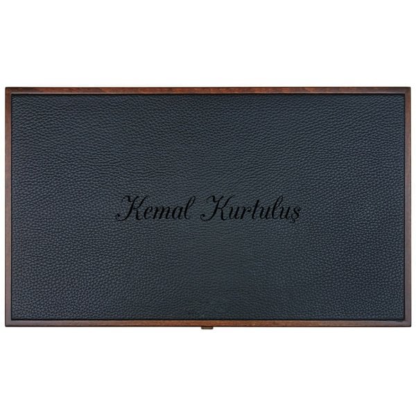 Modern Deri Tavla Seti/Black ''Küçük Boy''