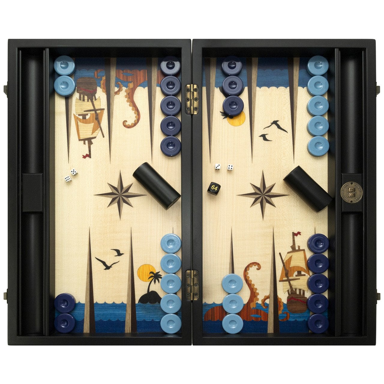 Özel Tasarım Marin Tavla Takımı - Kraken ve Korsanlar