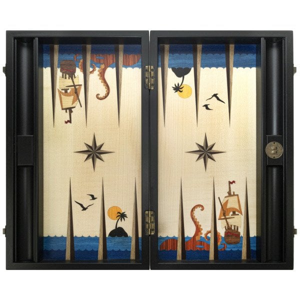 Özel Tasarım Marin Tavla Takımı - Kraken ve Korsanlar