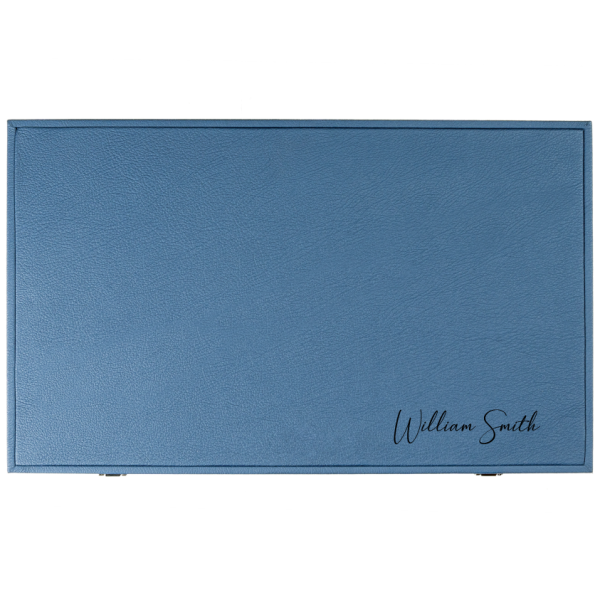 Lüks Deri Tavla Seti - Okyanus Mavi