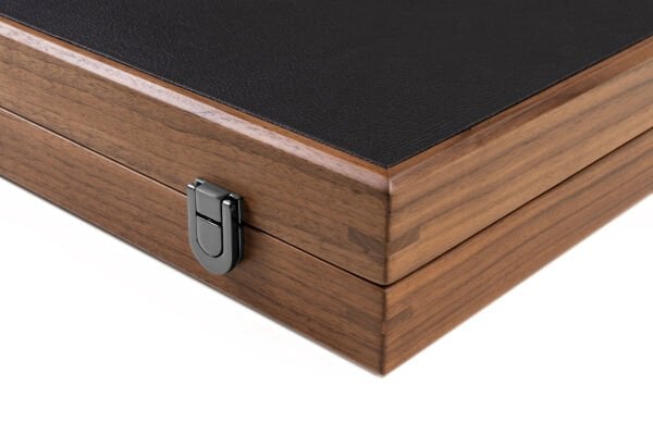 Lüks Deri-Ahşap Profesyonel Turnuva Tavla Takımı – Lacivert Krem