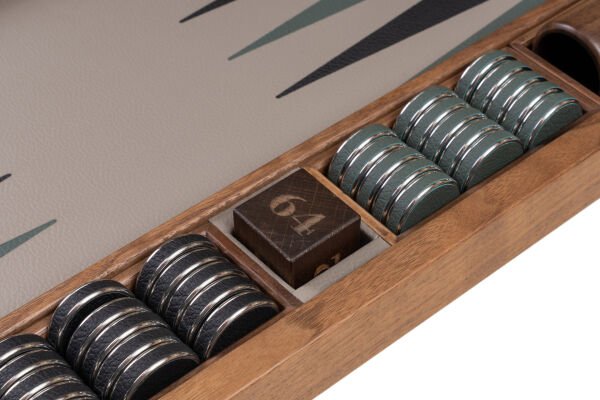 Lüks Deri ve Ahşap Tavla Seti – Siyah Yeşil