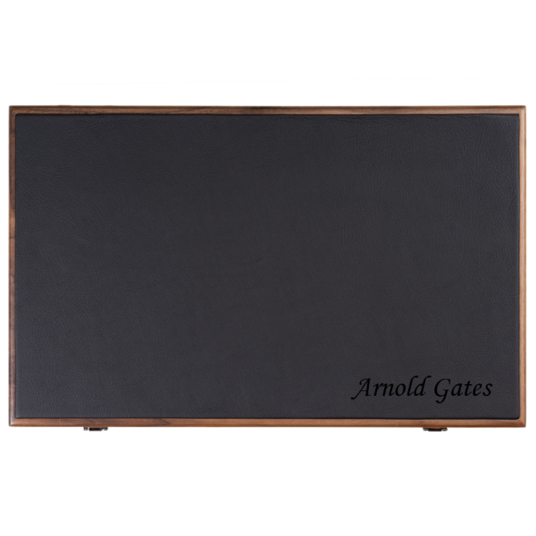 Lüks Deri ve Ahşap Tavla Seti – Siyah Gri