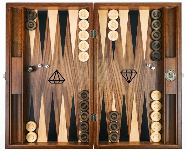 Şirket Logolu Ceviz Masif Ahşap Tavla Takımı