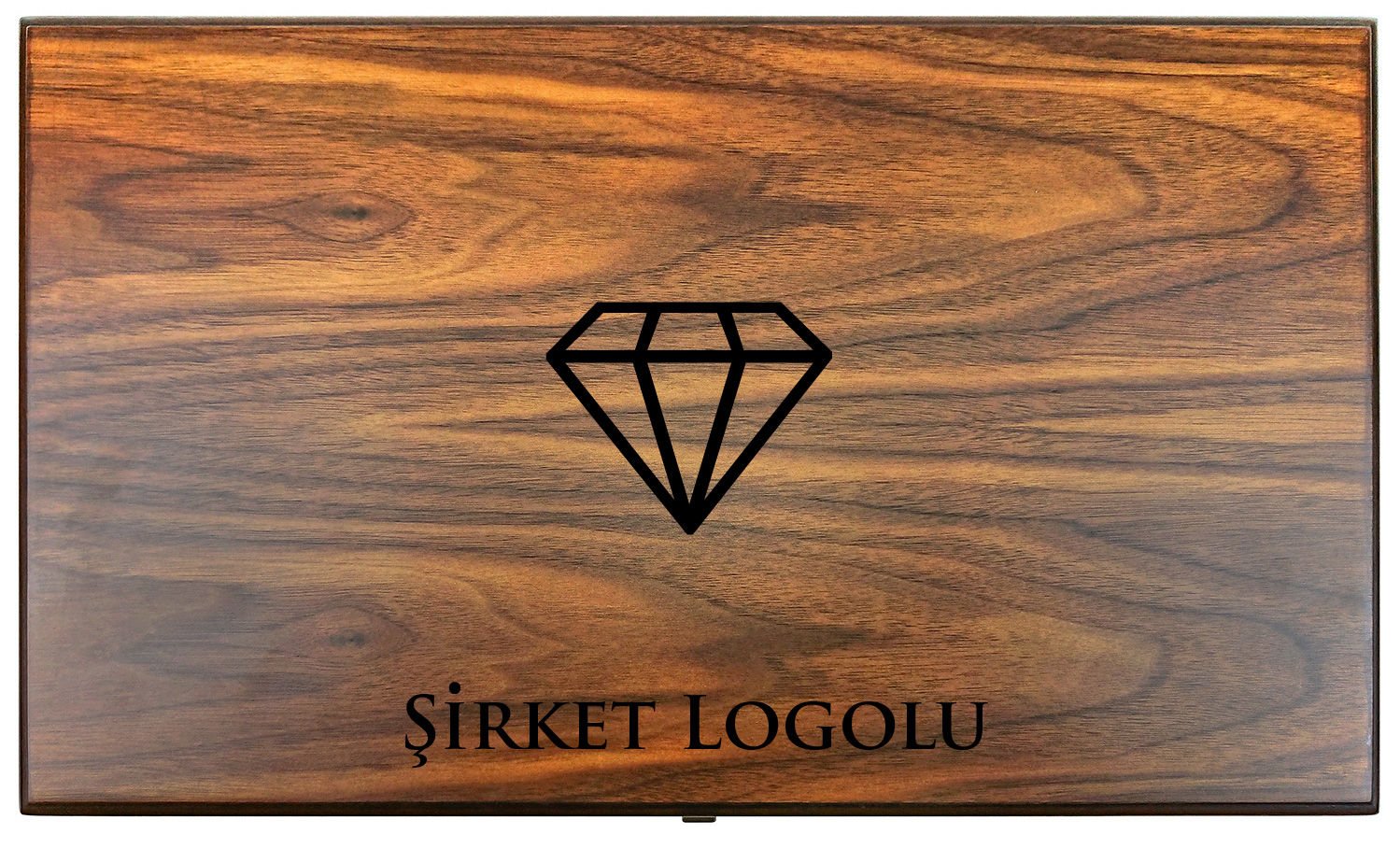 Şirket Logolu Ceviz Masif Ahşap Tavla Takımı