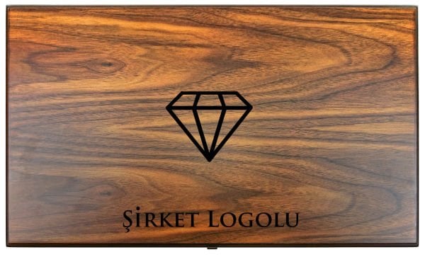 Şirket Logolu Ceviz Masif Ahşap Tavla Takımı